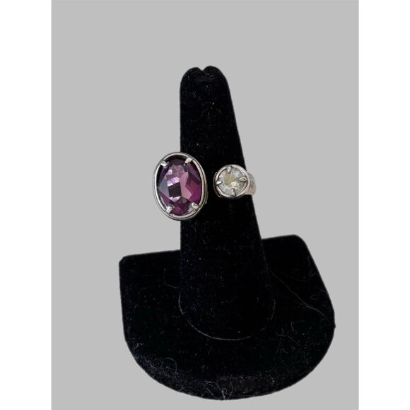 Brighton Graceful Purple Crystal Wrap Silver Plate Ring Size 7 - Picture 3 of 6